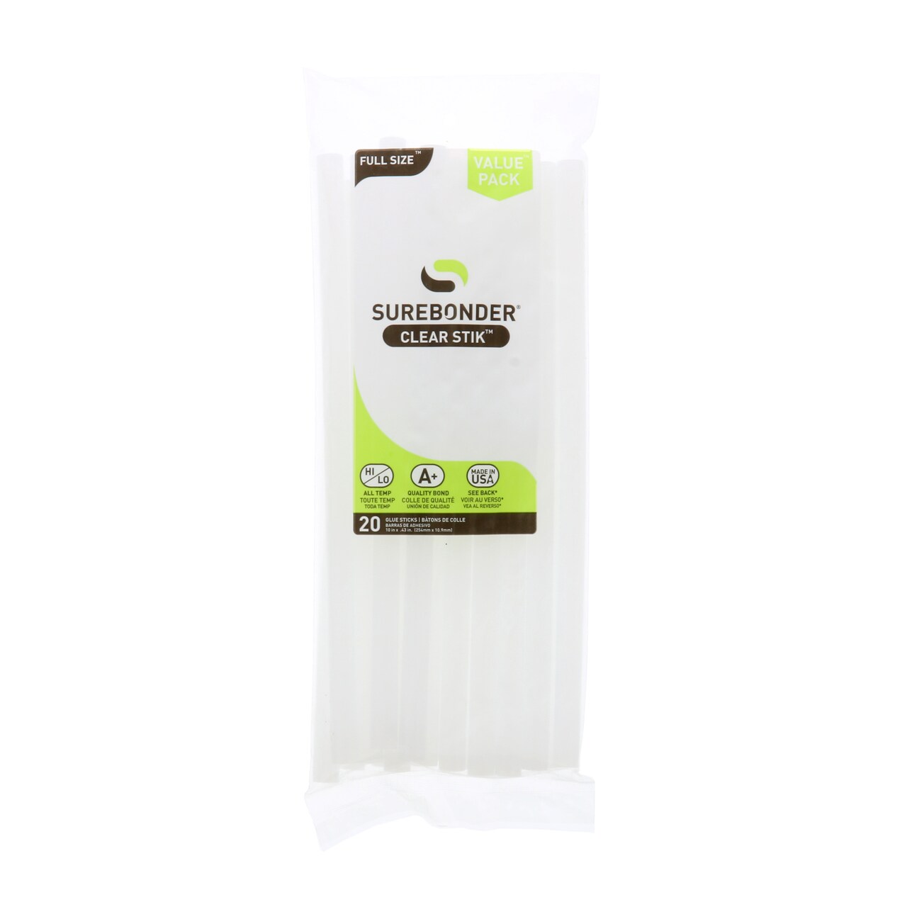 FPC Corporation All Temperature Glue Sticks, Regular Diameter, 10", (20/Pkg.)